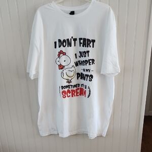 White Graphic T-Shirt with Chicken Print
